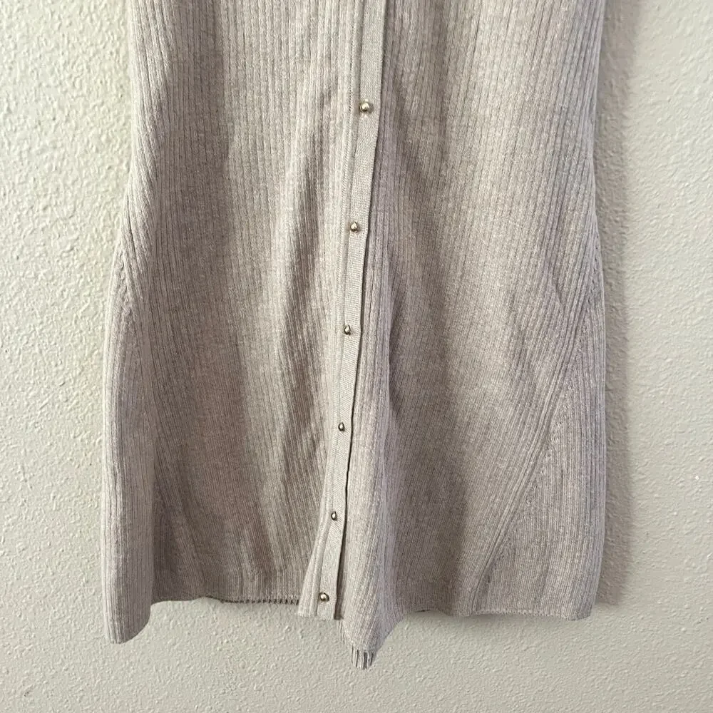 ba&sh Kao Rib A-line sweater mini dress in Beige